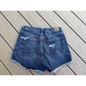 American‎ Eagle Jean Shorts Women Size 12 Highest Rise 90s Boyfriend Blue Denim